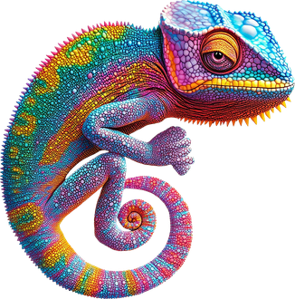 Caméléon coloré.