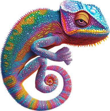 Caméléon coloré.