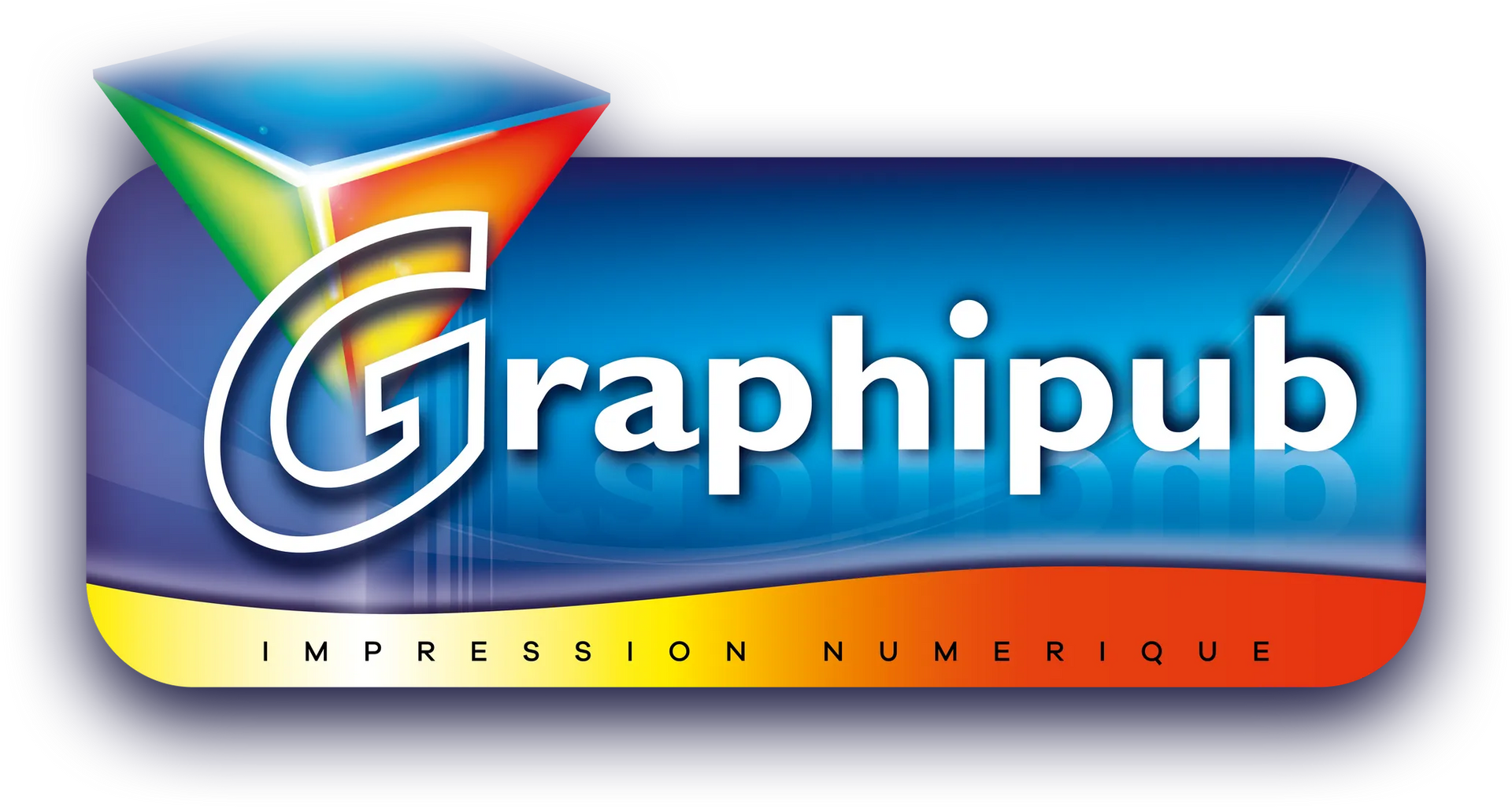 Logotype de Graphi-Pub avec une ombre portée.