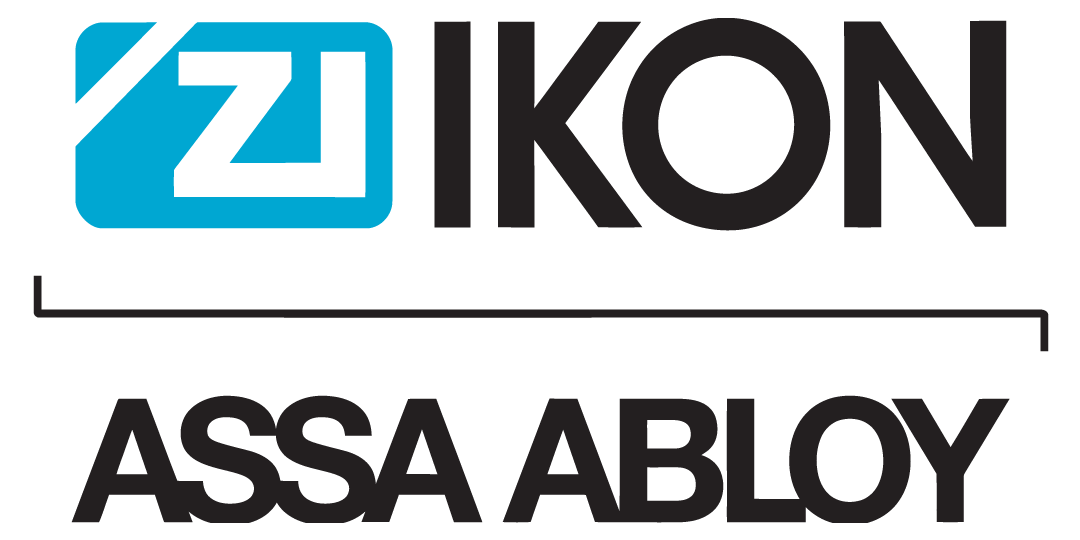 Das Logo von Ikon Assa Abloy wird auf weißem Hintergrund angezeigt.