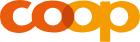 Le mot « coop » en lettres orange et jaune superposées.