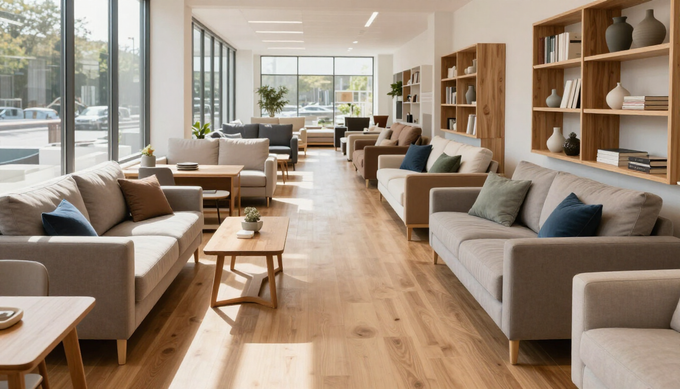 Un amplio armario que va desde el suelo hasta el techo, con puertas correderas de color gris claro que flanquean.