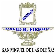 Logo for Muebles David R. Fierro in San Miguel de las Due&ntilde;as, featuring a golden ornamental frame and pedestal.