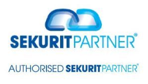 Ein blau-weißes Logo für ein Unternehmen namens Sekuritpartner