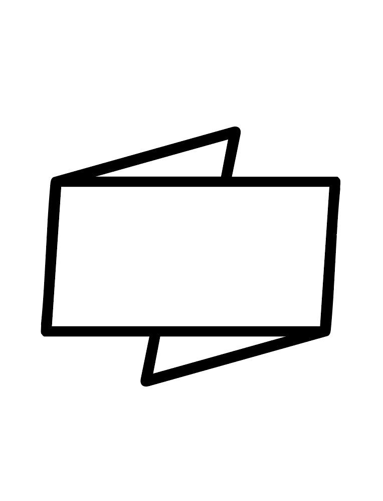 Banner mit abgewinkelten Enden und rechteckigem Mittelteil.