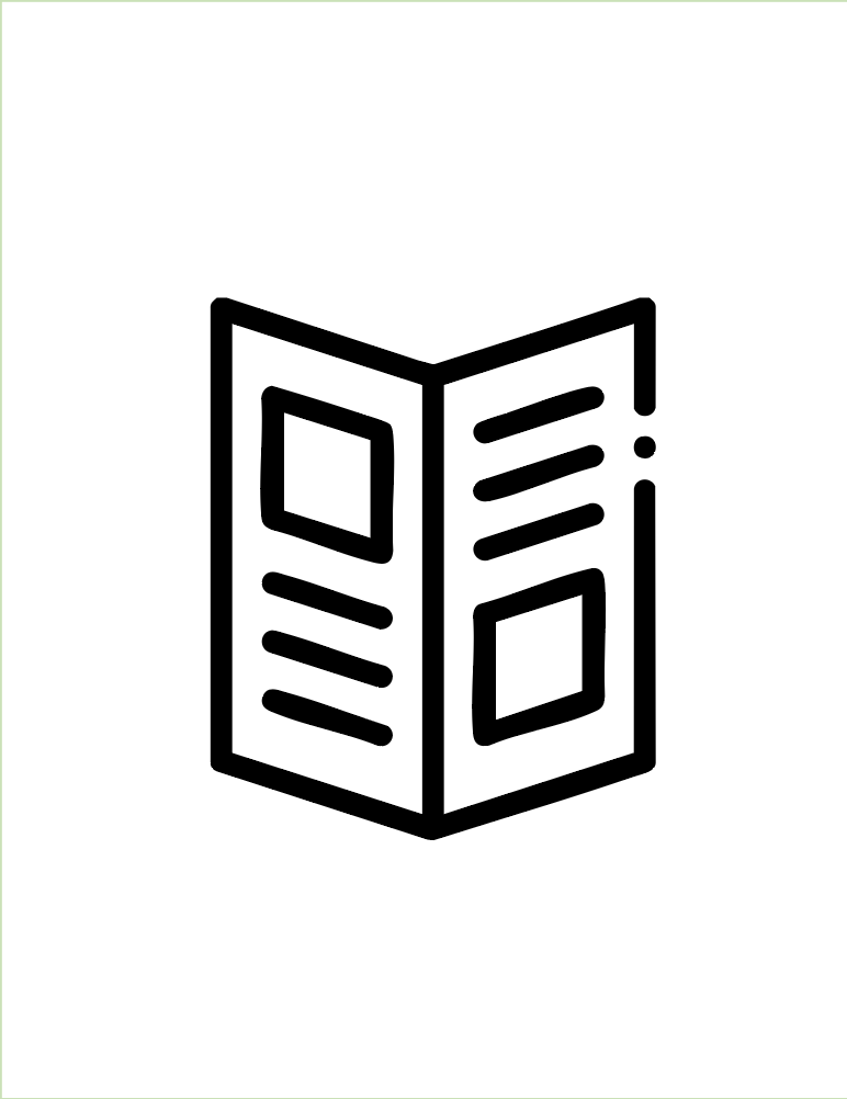 Broschüre mit Text- und Bildfeldern öffnen.