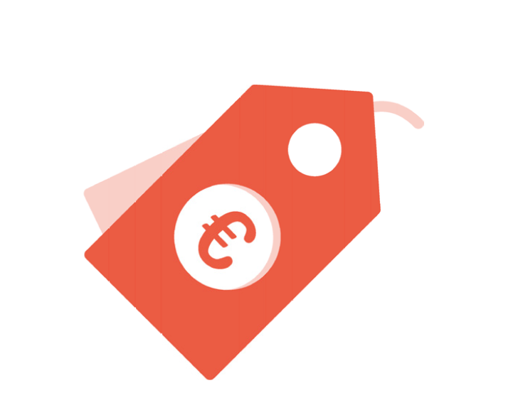 Rotes Preisschild mit Euro-Symbol.