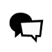 Un icono de burbuja de diálogo en blanco y negro sobre un fondo blanco.