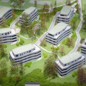 Wohnüberbauung in Riehen mit Umgebungsgestaltung im Mst. 1:200