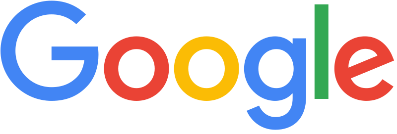 Un logotipo de Google con un arco iris de colores sobre un fondo blanco.