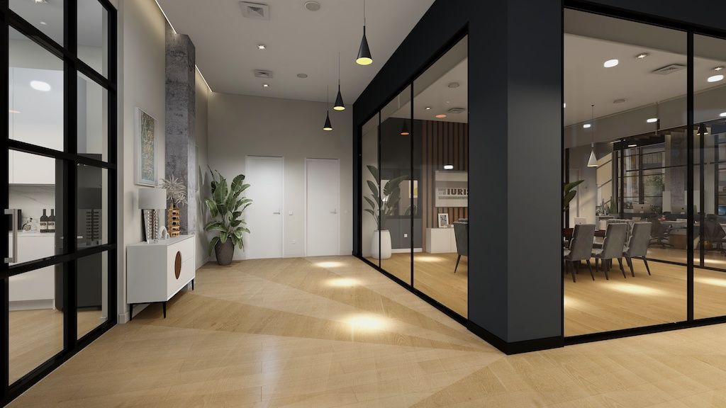 Bureaux neufs et modernes avec cloison en verre