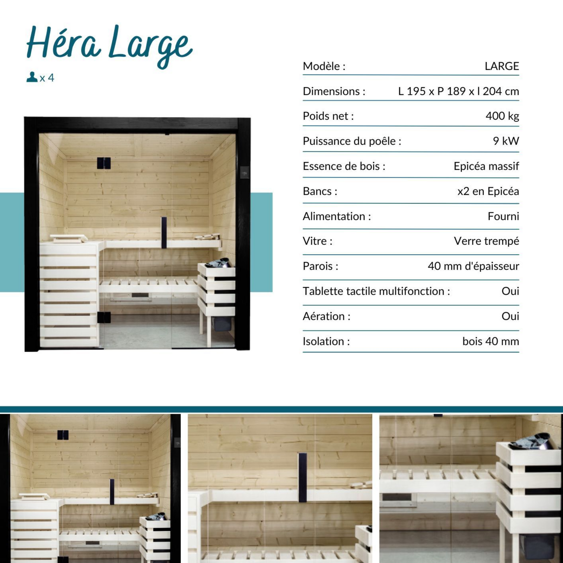 Sauna Poséidon Héra Large  - 4 personnes