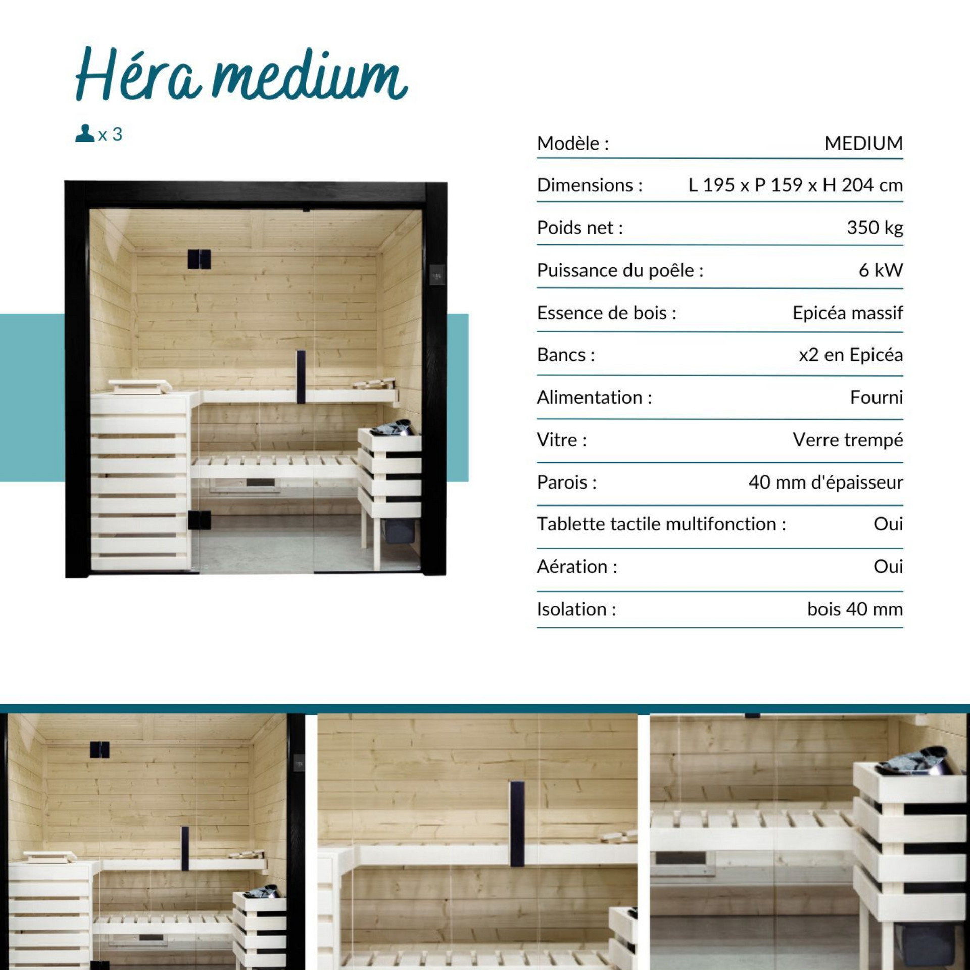 Sauna Poséidon Héra Médium  - 3 personnes