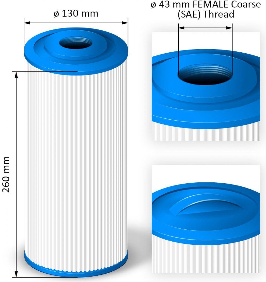 Filtre long blanc pour spa POSEIDON Pégase