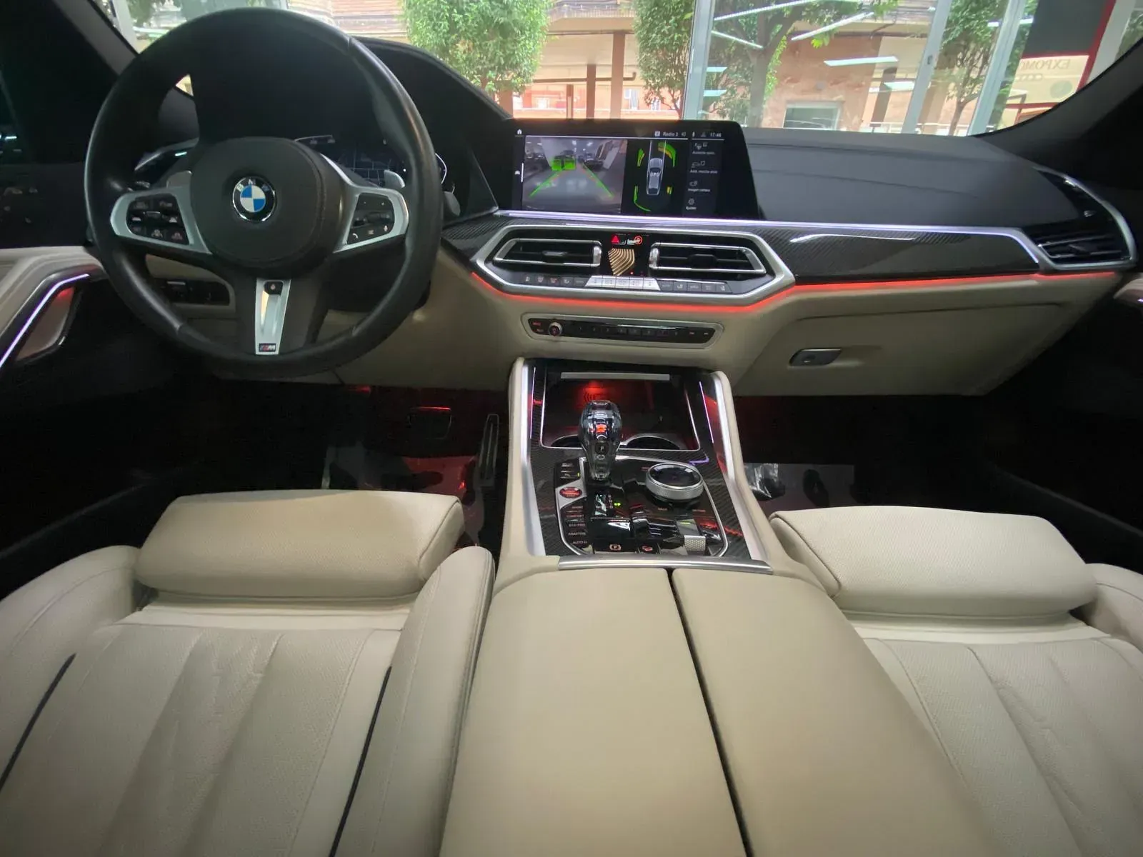 El interior de un BMW X5 con volante