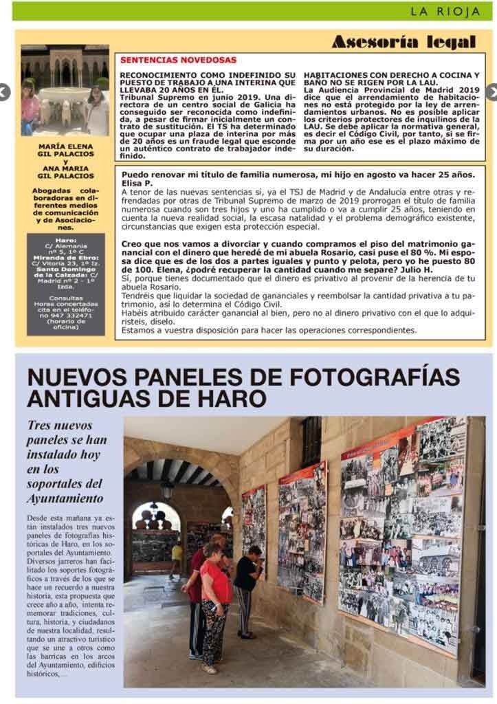 Recorte de periódico: Personas viendo exposiciones de fotografías antiguas en Haro, España.