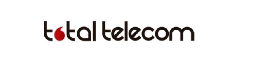 El logotipo de Total Telecom es rojo y negro sobre un fondo blanco.