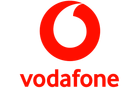 Un logotipo de Vodafone rojo sobre un fondo blanco