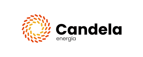 El logotipo de Candela Energia es un círculo con un sol en el medio.