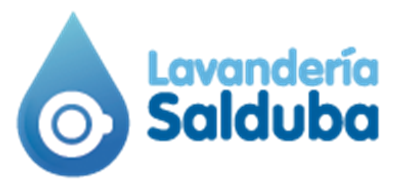 Un logotipo azul y blanco para Lavandería Salduba.