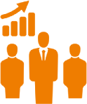 Icon Personen mit aufsteigender Grafik