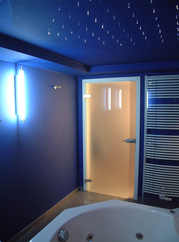 Glastür in einer Sauna