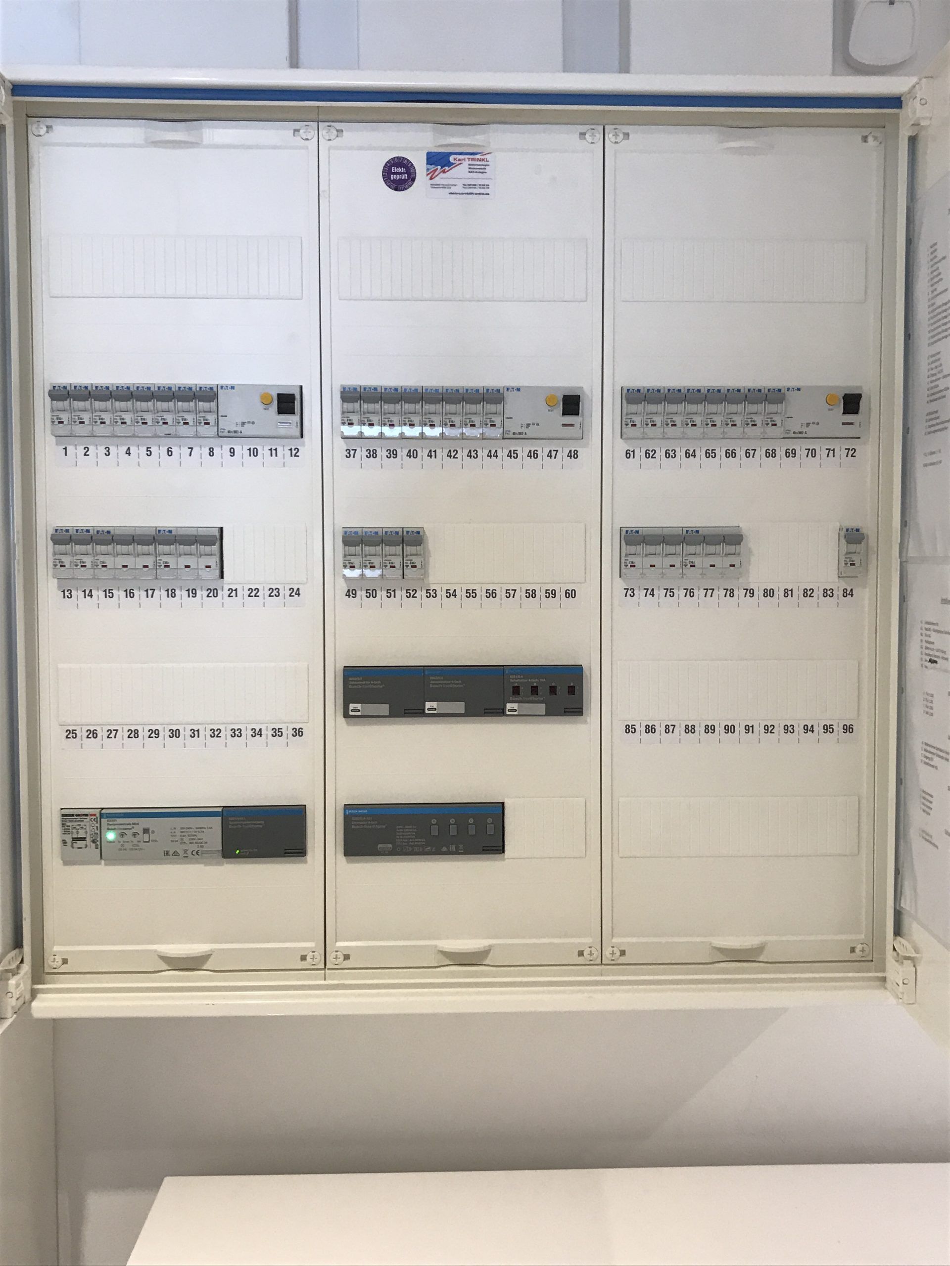 ein elektrischer Schaltschrank mit  Nummern