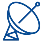 Icono de antena parabólica azul.