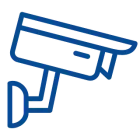 Icono de cámara de seguridad azul.