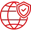 Globo rojo con escudo, que significa seguridad global.