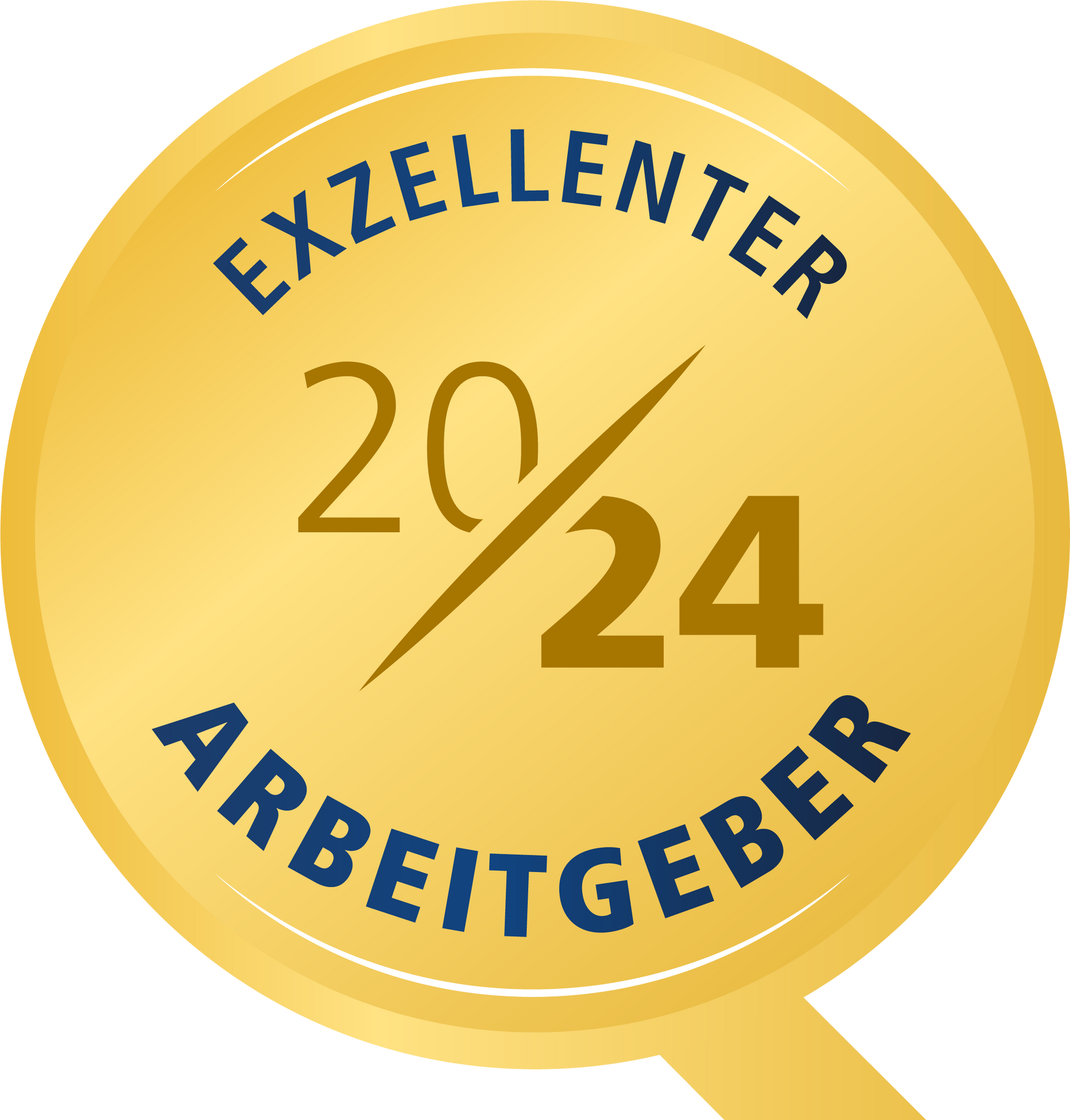 Goldenes Abzeichen auf dem exzellenter Arbeitgeber steht