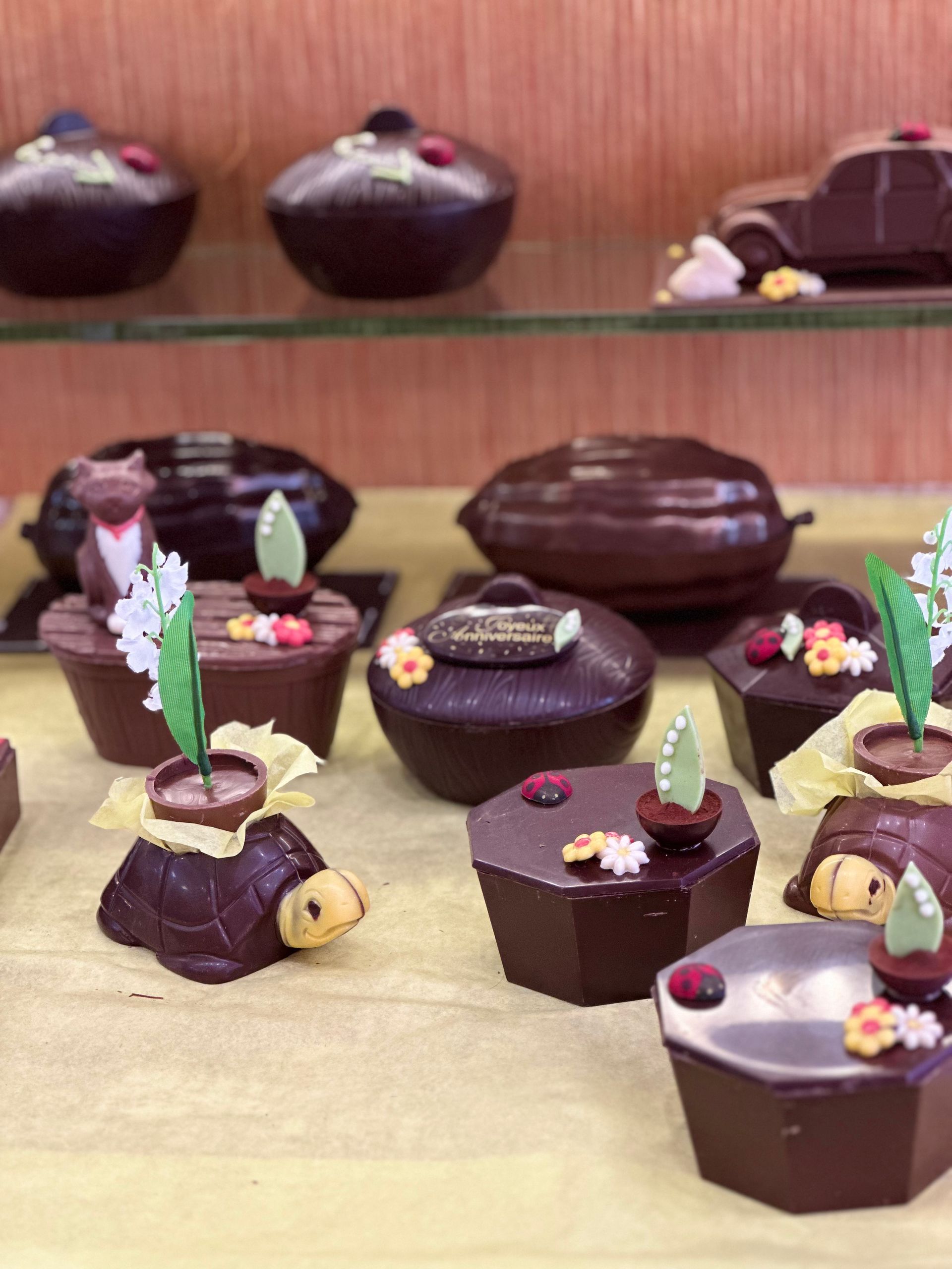 Sujets en chocolats.