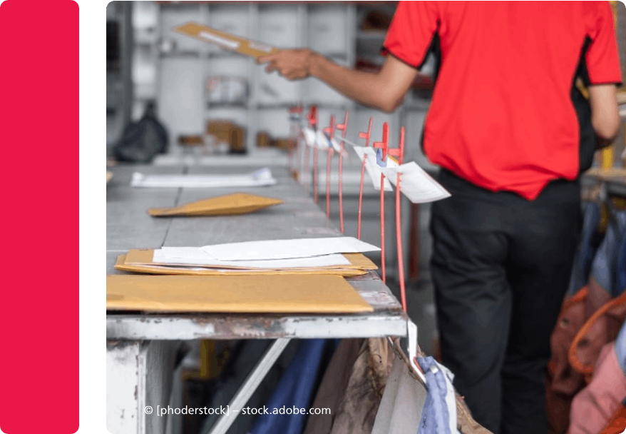 Mitarbeiter der EPA DIRECT GmbH sortiert Post