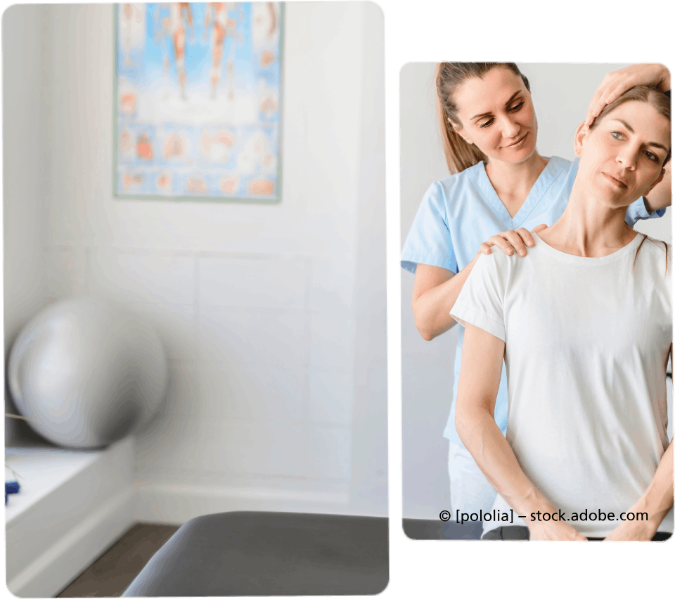 Praxis für Physiotherapie Jörg Engelhardt, Therapeutin behandelt Patientin mit Griffen am Nacken