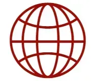 Un globo rojo con una cuadrícula alrededor sobre un fondo blanco.