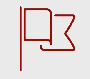 Un dibujo de una bandera con una línea roja sobre un fondo blanco