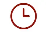 Un icono de reloj rojo en un círculo rojo sobre un fondo blanco.