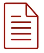 Un icono rojo de una hoja de papel con líneas.