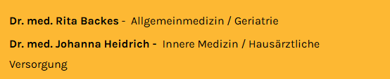 Praxis Dr. med. Rita Backes - Geriatrie Facharzt für Allgemeinmedizin