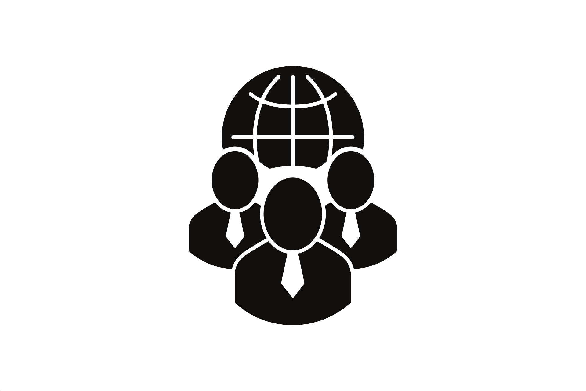 Un grupo de personas paradas alrededor de un globo terráqueo.