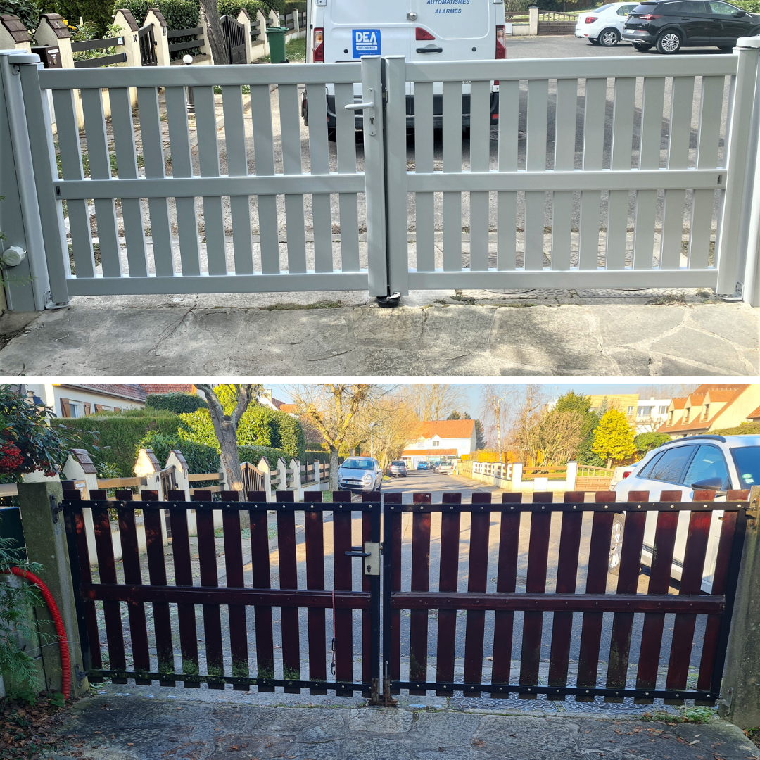 Avant-après d'un portail en bois