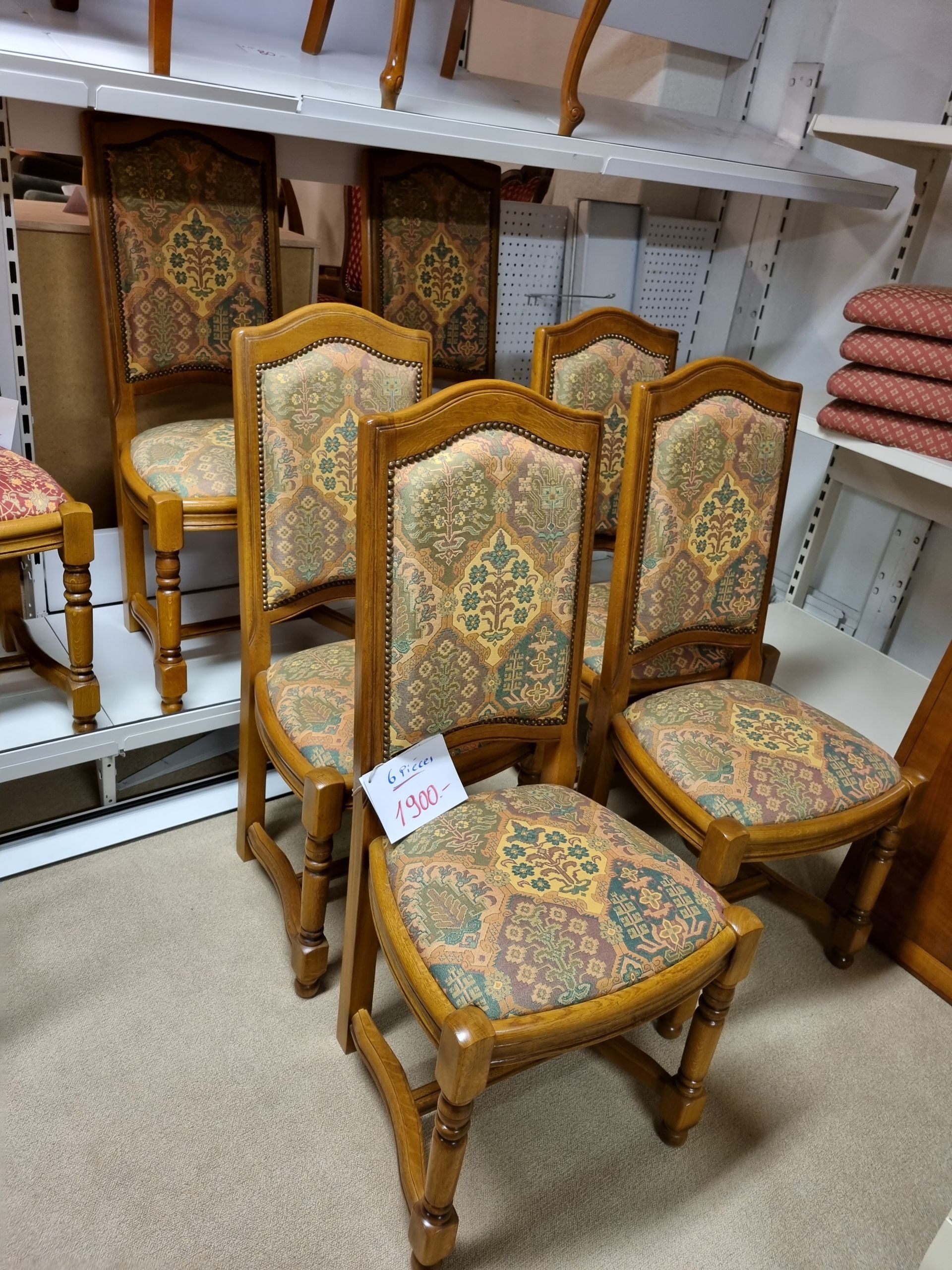 Chaises à haut dossier en chêne naturel 