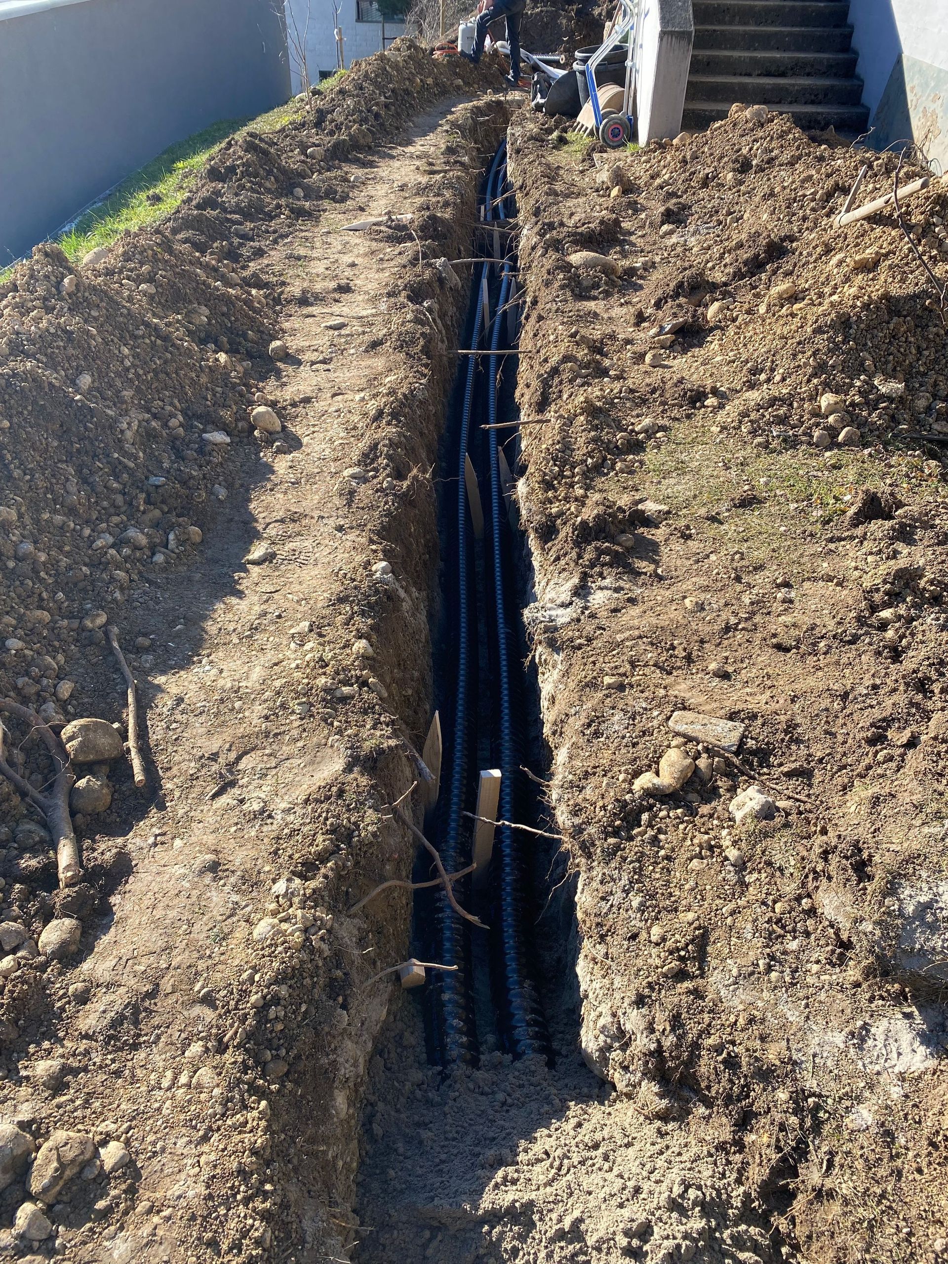 Graben im freien für Wärmepumpen
