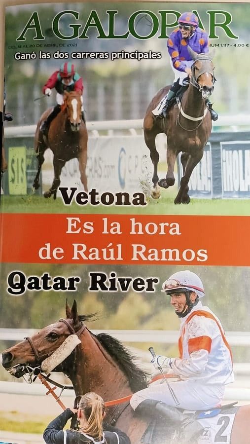 Una revista con caballos y jinetes.