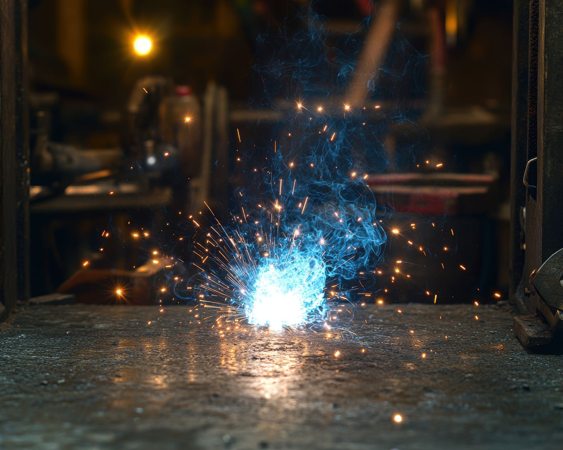 Explosion et flammes bleues