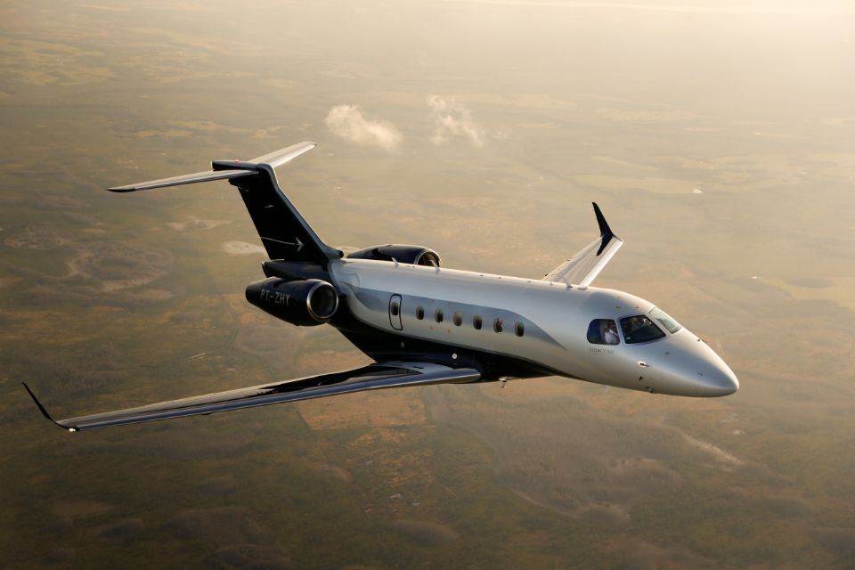Privatjet fliegend über Wolken