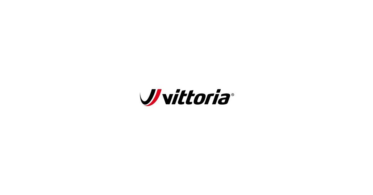 Logotipo de Vittoria: Texto negro con un diseño estilizado en rojo y negro.