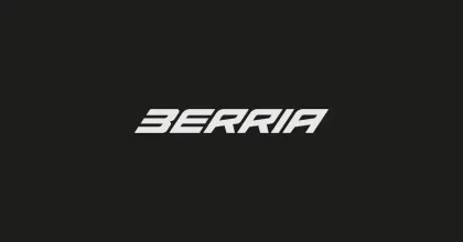Logotipo de BERRIA en color blanco sobre fondo negro.