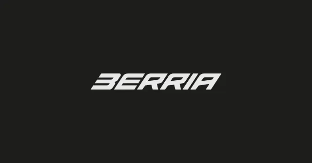 Logotipo de BERRIA en color blanco sobre fondo negro.