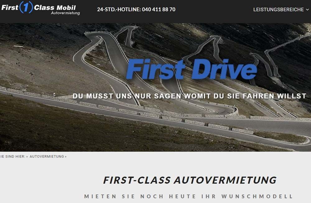 Ein Screenshot der First Drive-Website